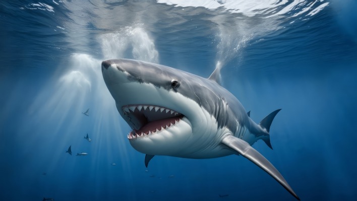акула под водой океан графика