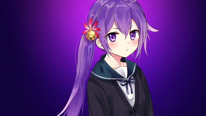 девушка аниме фиолетовый волосы