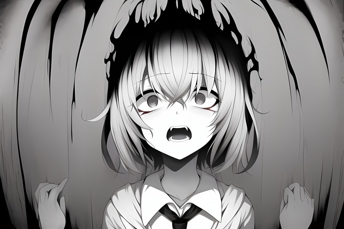 black and white anime psycho full white black