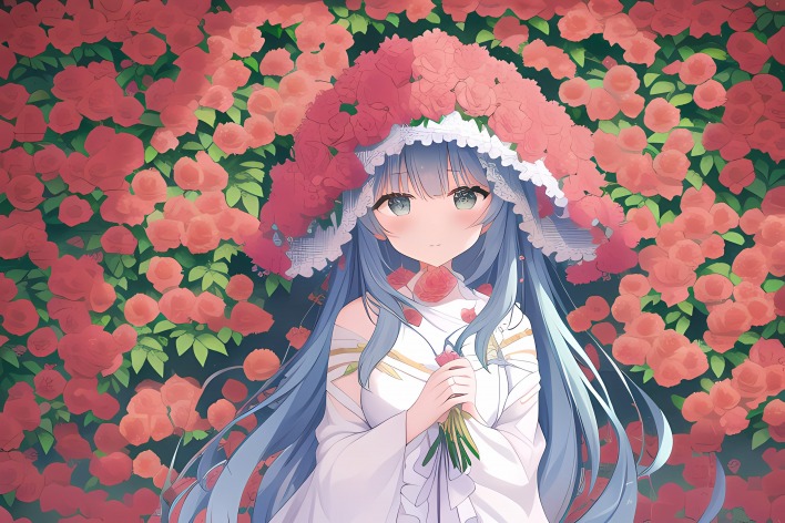 anime girl cute flowers