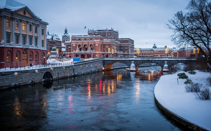 архитектура страны город река Стокгольм Швеция