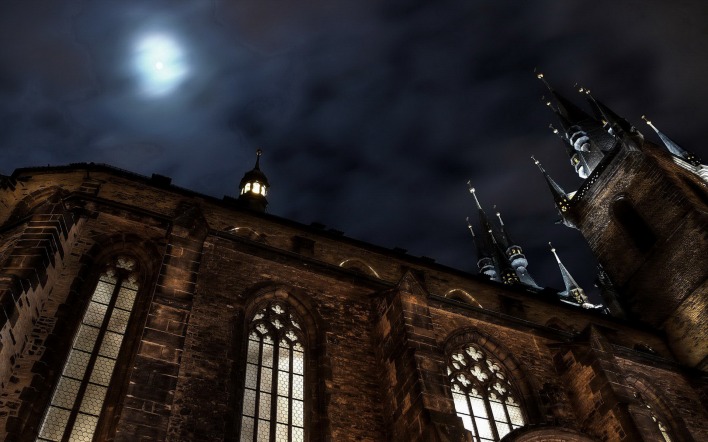 страны архитектура готический собор ночь