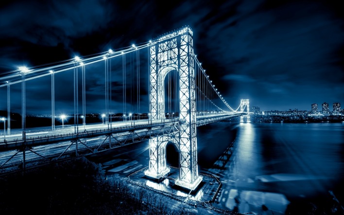 страны архитектура мост ночь Нью-Джерси США country architecture the bridge night New Jersey USA