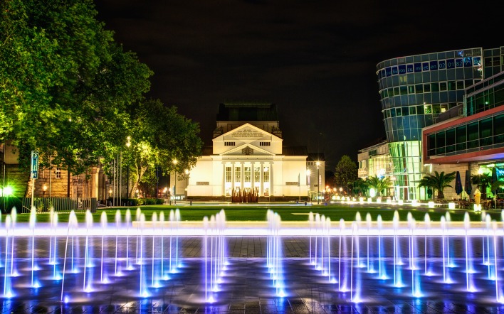 фонтан подсветка город ночь fountain backlight the city night