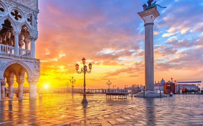 страны архитекура солнце площадь сан марко Италия Венеция