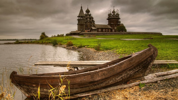 Церковь Кижи лодка Россия