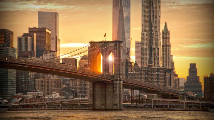 рассвет мегаполис Бруклинский мост