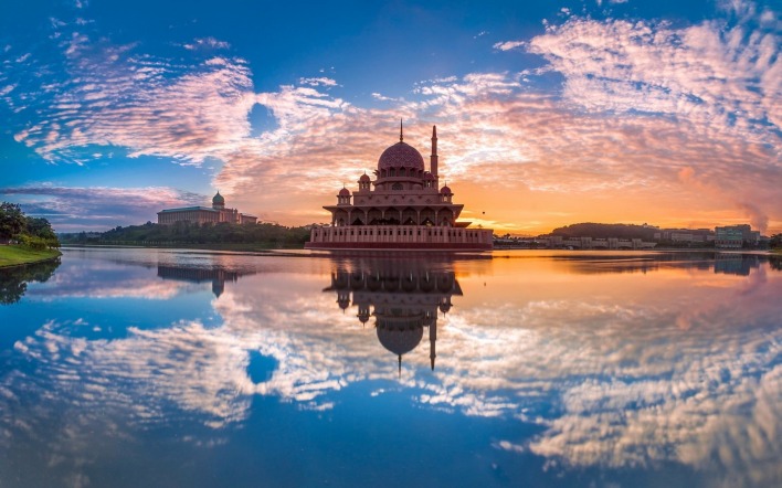 малайзия архитектура небо облака отражение