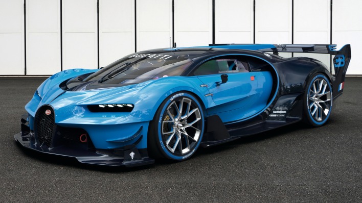 спортивный автомобиль синий Bugatti Chiron
