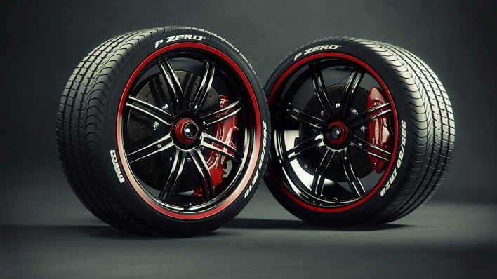 колеса черно-красный диски резина шины