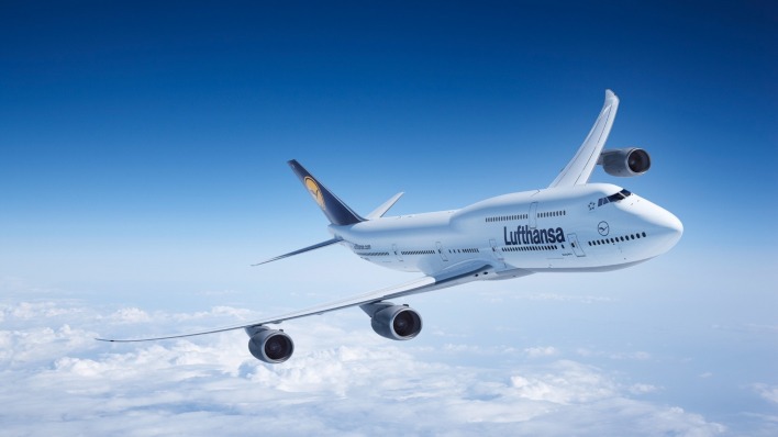 авиация самолет Boeing 747 Lufthansa небо