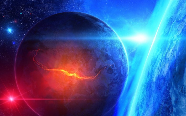 космос планета трещина свечение space planet crack glow