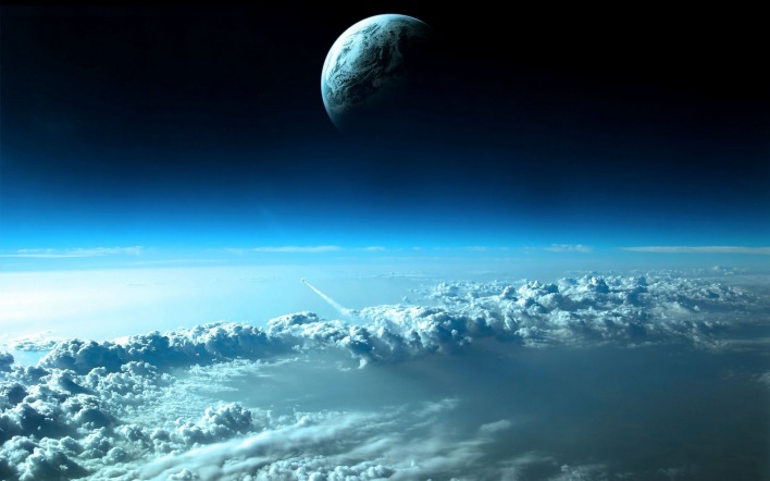 космос небо облака горизонт планеты