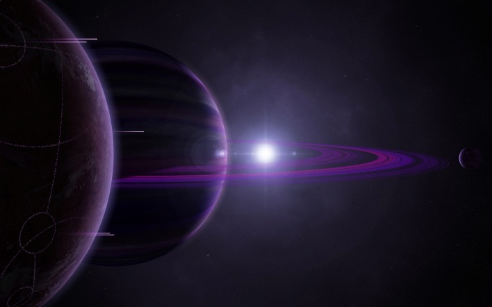 планета кольца звезда фиолетовая