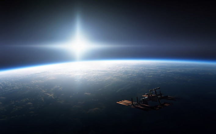 планета атмосфера космическая станция мкс солнце свечение лучи