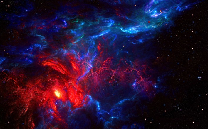 туманность космос красный неон звезды