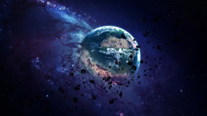 планета космос осколки астероиды