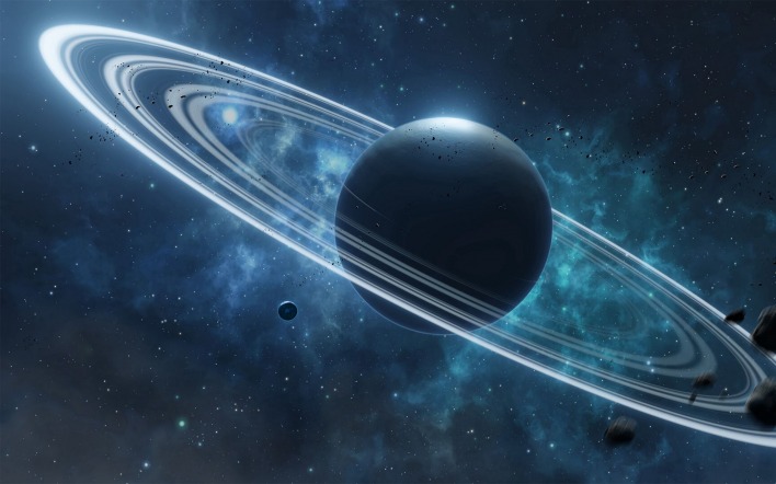 планета кольца астероиды космос звезды туманность