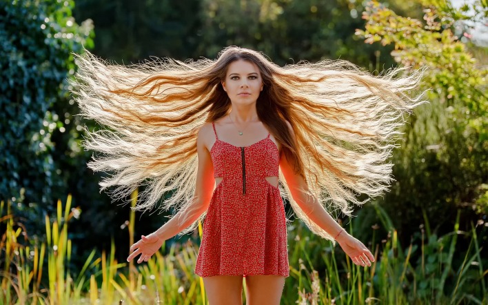 длинные волосы девушка сорочка природа