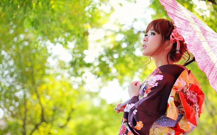 японка зонтик деревья мысли профиль