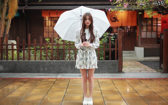 девушка азиатка зонтик япония