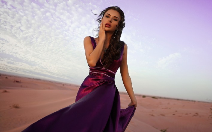 девушка платье пустыня