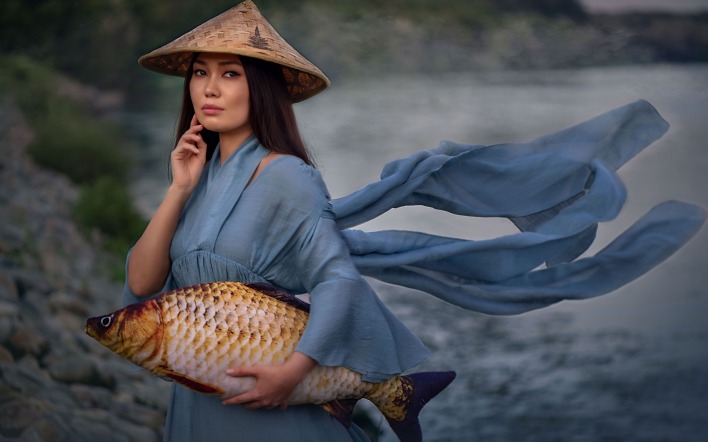 девушка вьетнам рыба карп