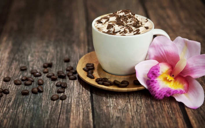 кофе пенка цветок чашка зерна