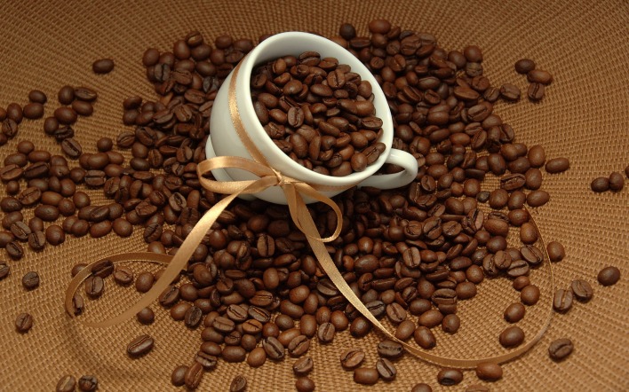 кофе зерна кружка лента