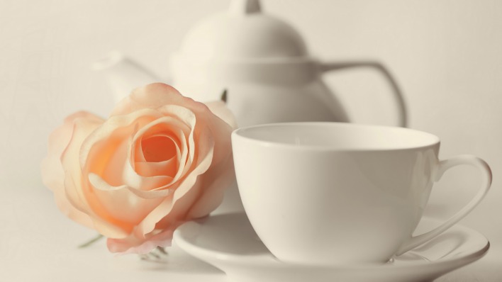 роза бутон чашка блюдце чайник