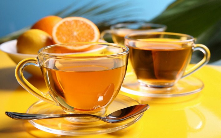 чай чашка блюдце ложка апельсины