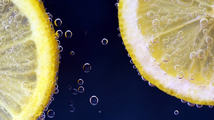 лимон вода пузырьки капли