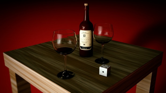 бокалы вино стол кубик