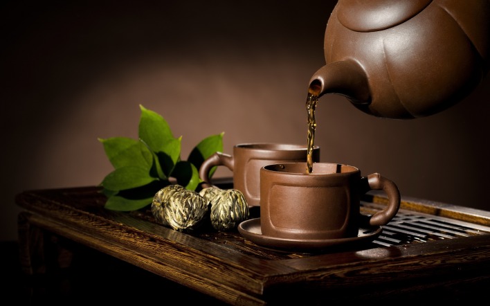 чай листья чашка заварник