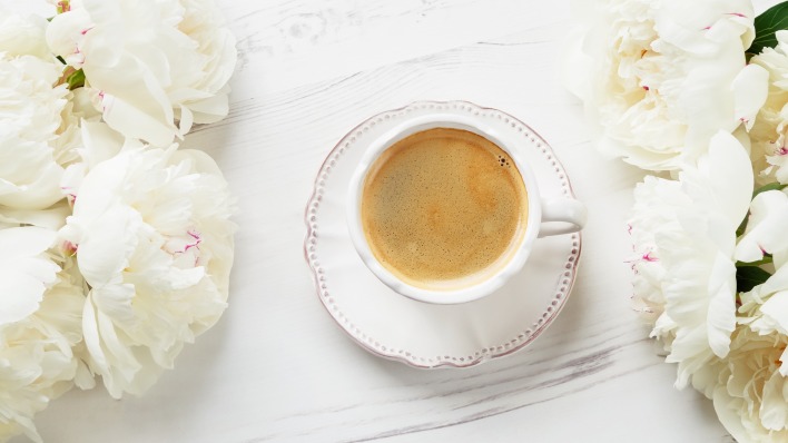 чашка кофе цветы