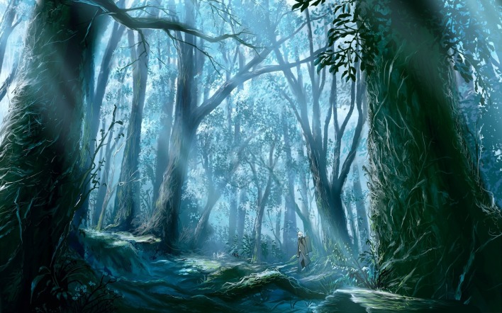 лес темный графика фэнтези