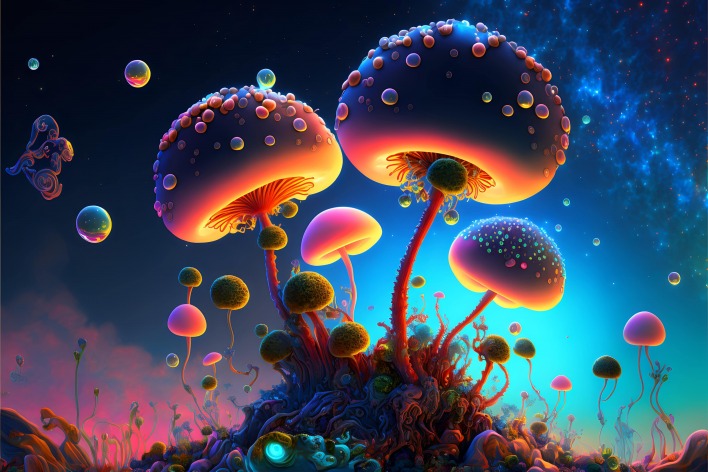 грибы красочный фантастика графика рендеринг