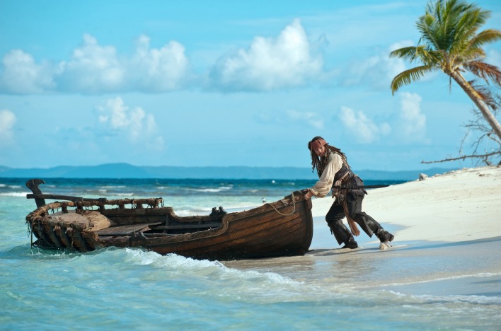 пираты карибского моря джек воробей море природа остров песок лодка вода
