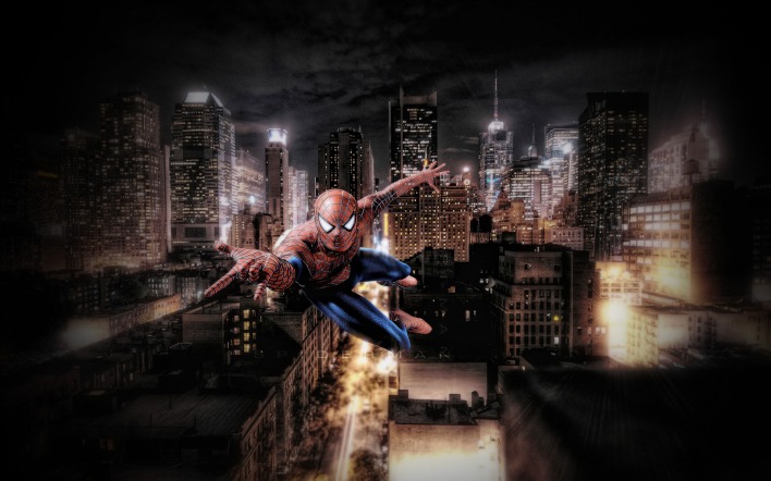 человек-паук полет город