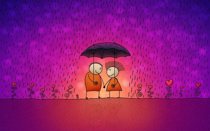 любовь рисунок зонтик