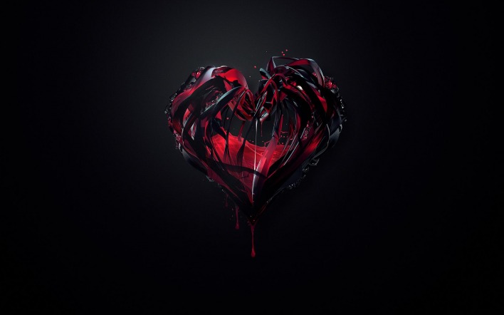 Черное сердце с кровью
