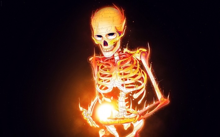 горящий скелет