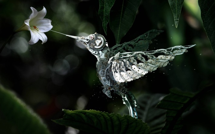 колибри робот цветок