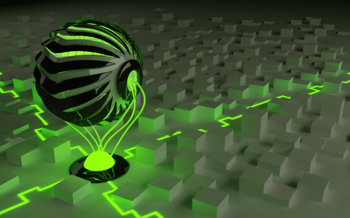 графика абстракция 3D шар зеленый