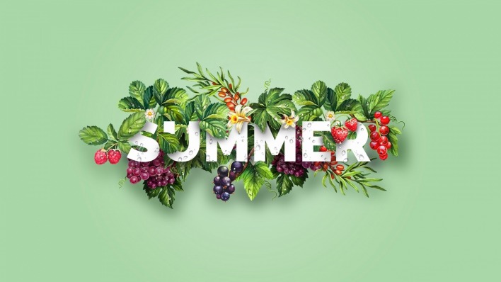 ягоды кусты summer надпись минимализм