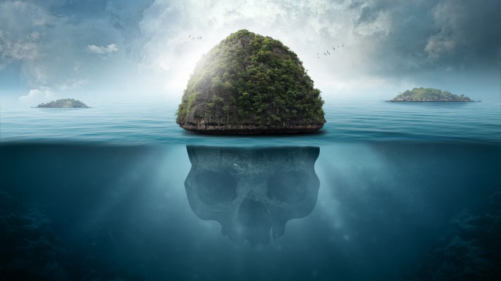 океан остров череп под водой