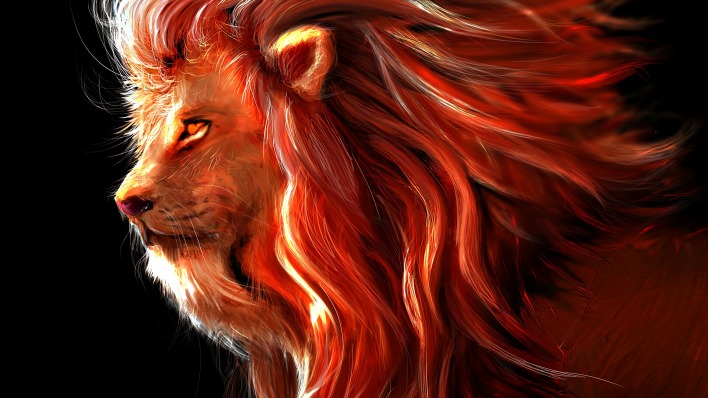 лев рисунок грива огненный