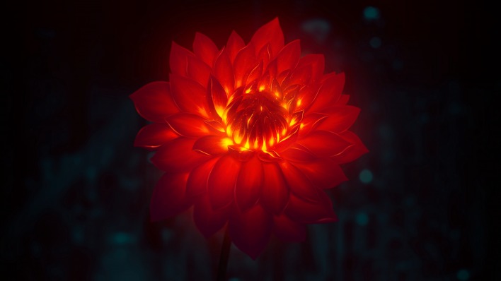 цветок огненный красный свечение