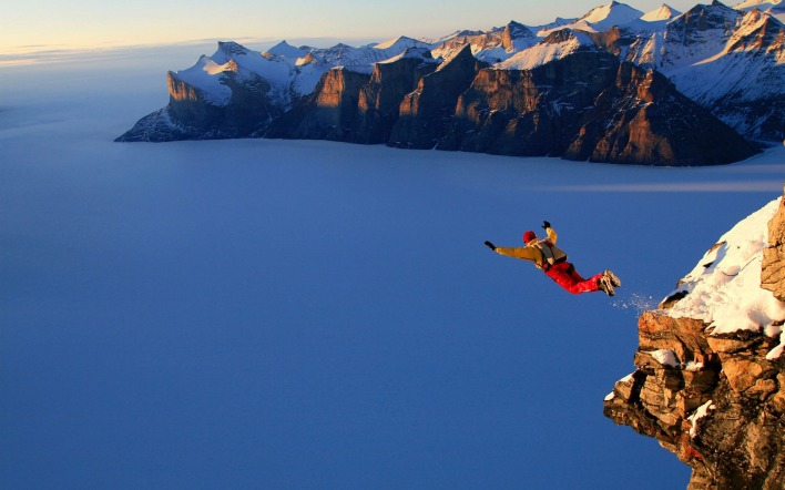 спорт жизнь прыжок парашют море горы sports life jump parachute sea mountains