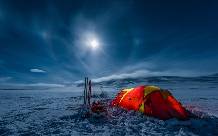 палатка север снег ночь зима